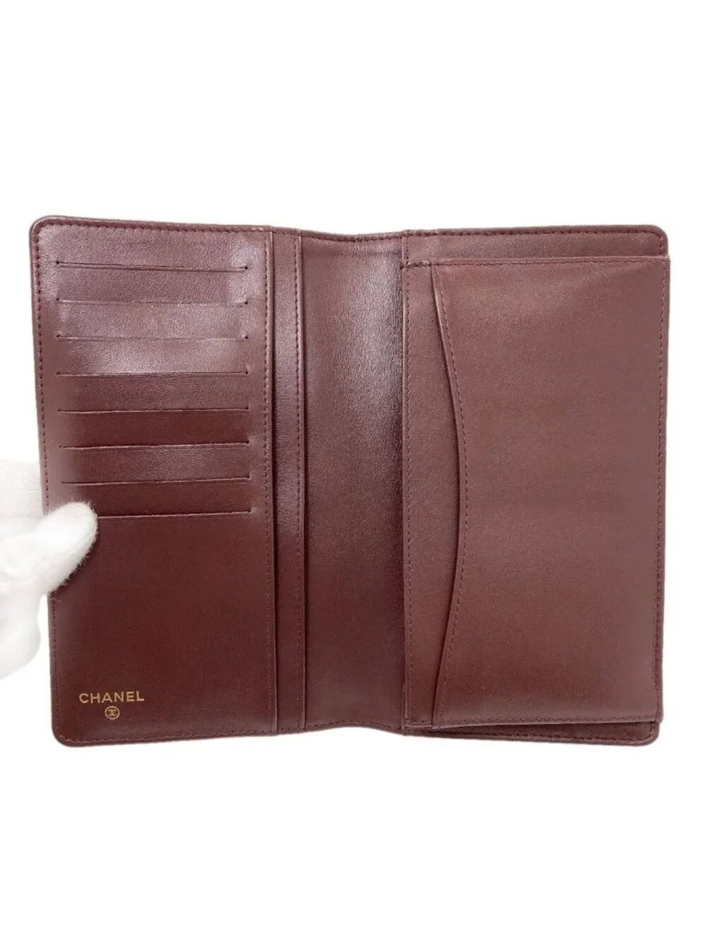 Chanel CC Logo Quilted Gold Wallet Grained Calfskin